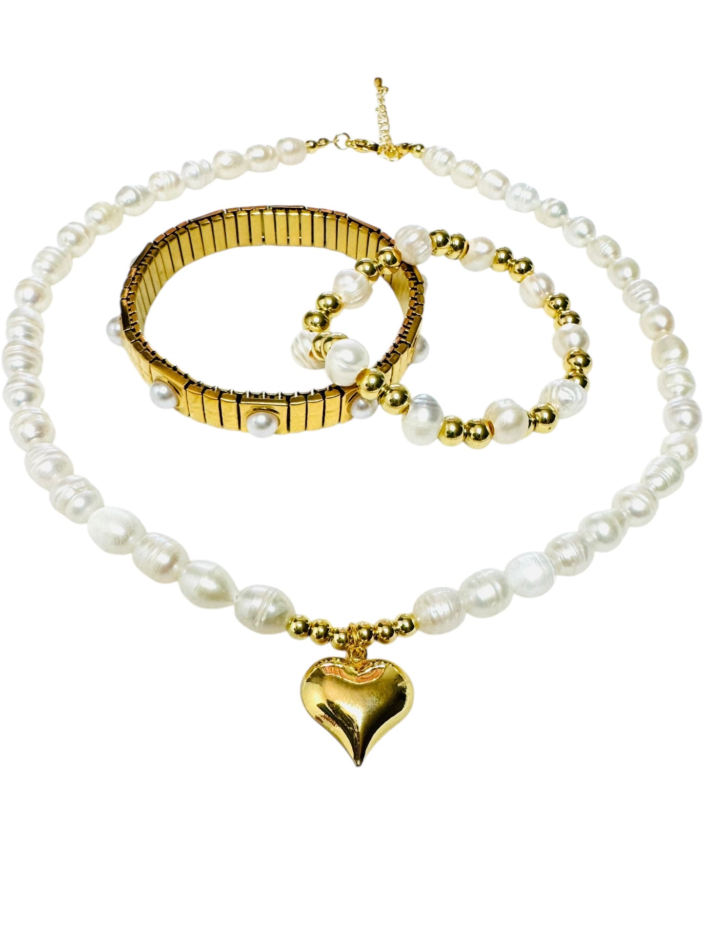 Set Golden Heart & Pearls