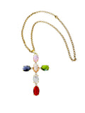 Cadena Con Colgante de Cruz Multicolor