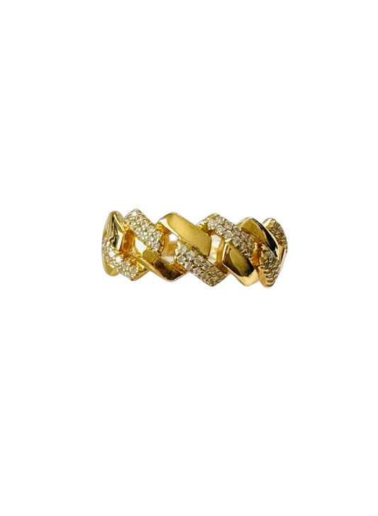 Anillo de Eslabones Color Dorado, con Circonia