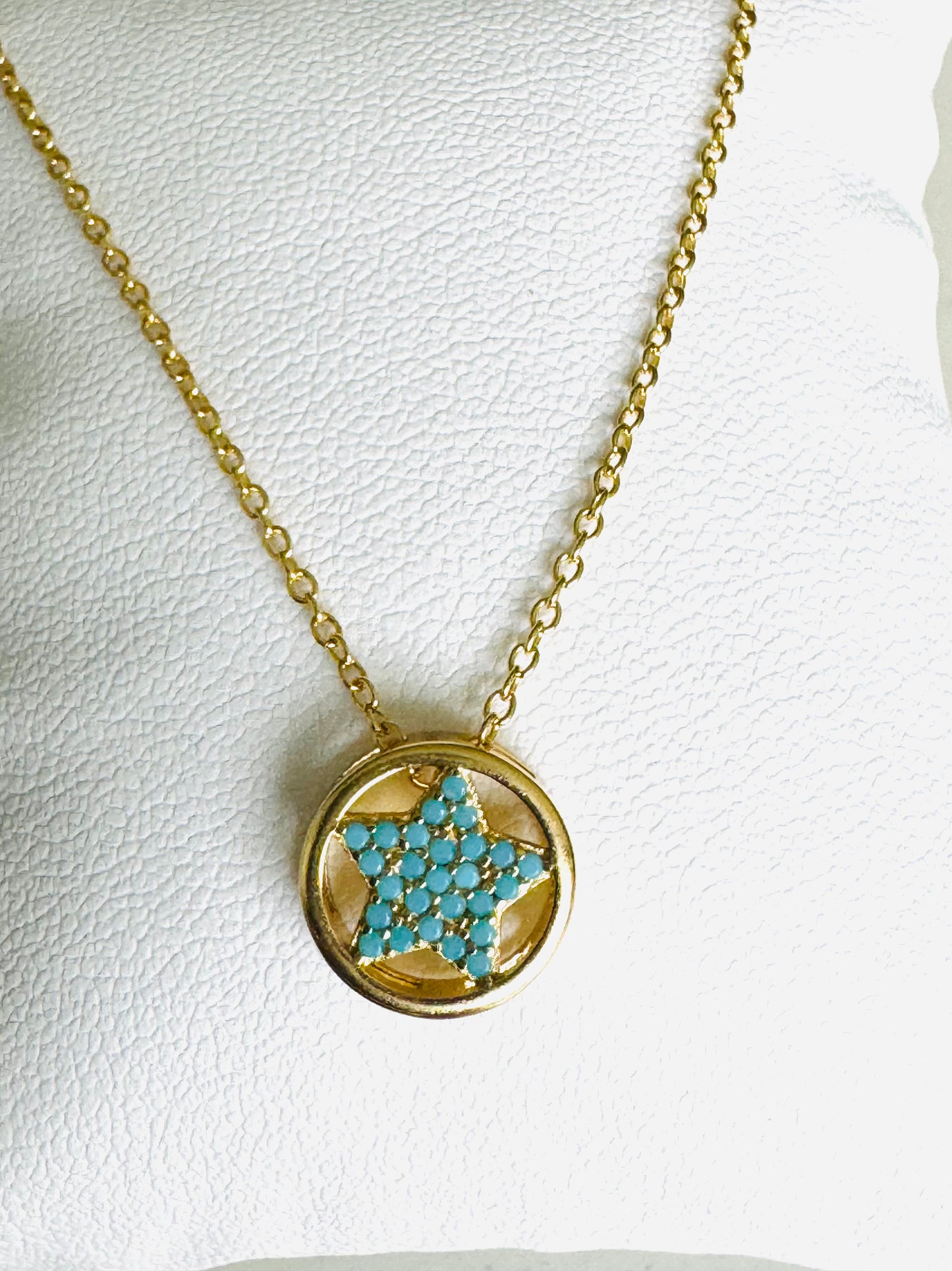 Cadena Con Estrella,Piedras Azul Turquesas