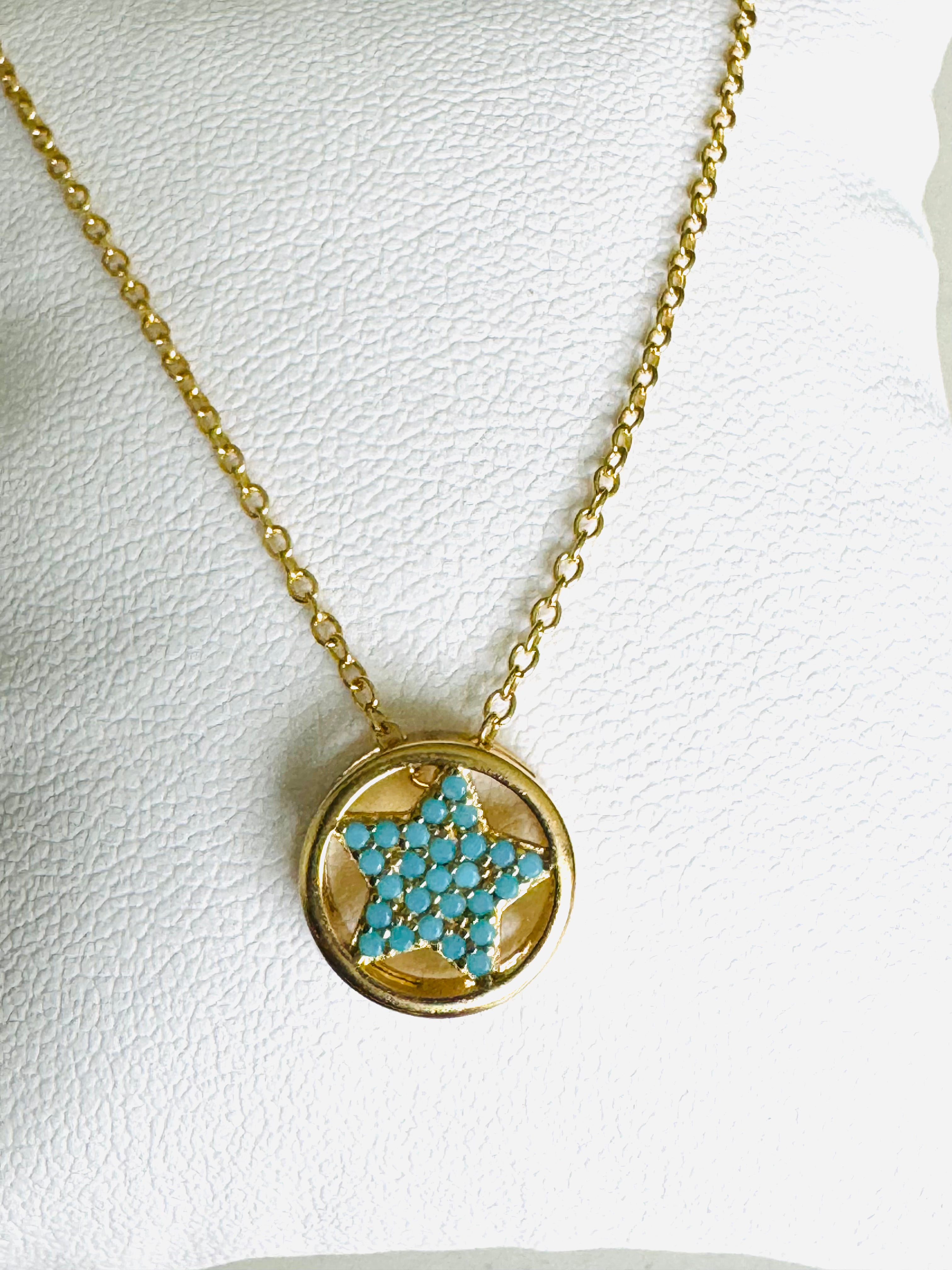 Cadena Con Estrella,Piedras Azul Turquesas