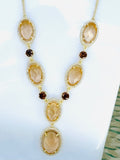 Collar Con Piedras Color Citrina y Champán