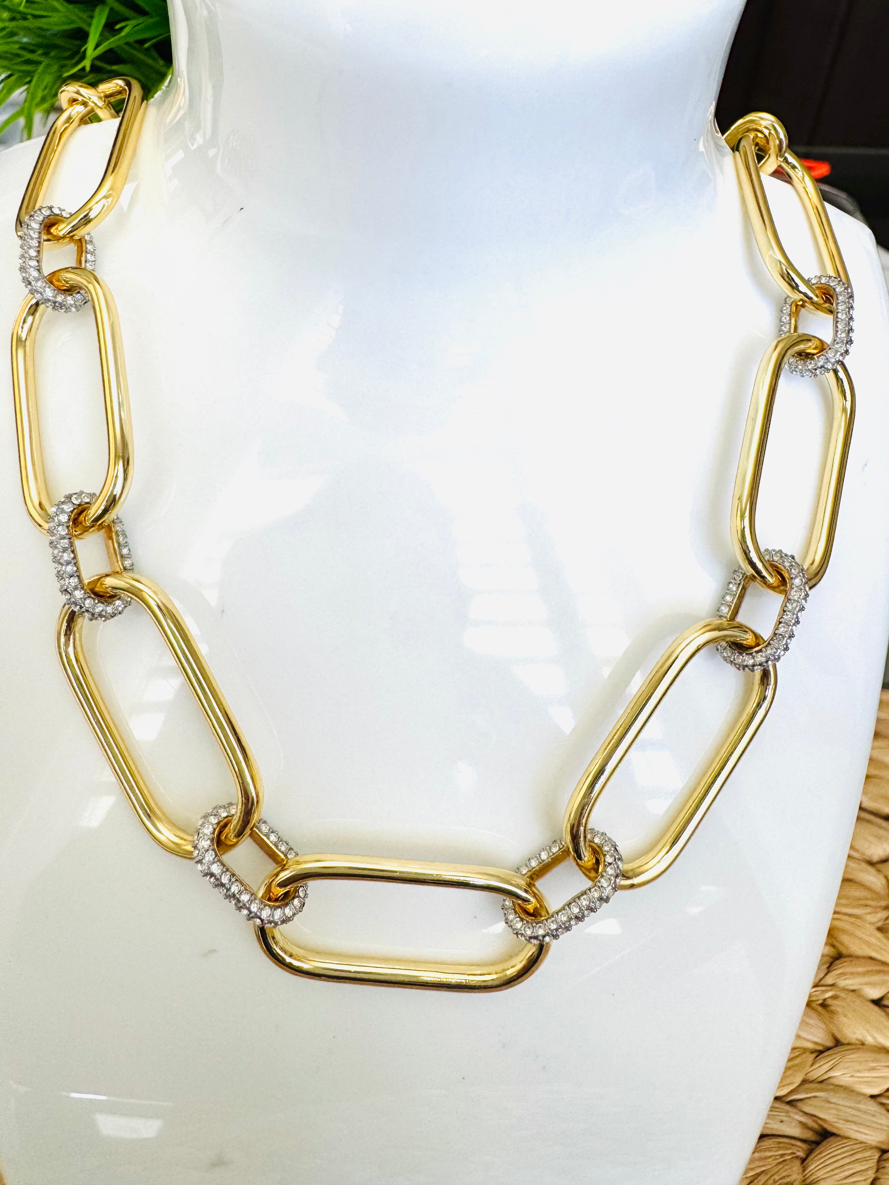 Collar Eslabones Con Piedras Swarovski