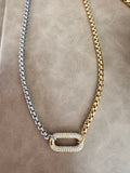 Collar de Dos Tonos Con Eslabon Pave
