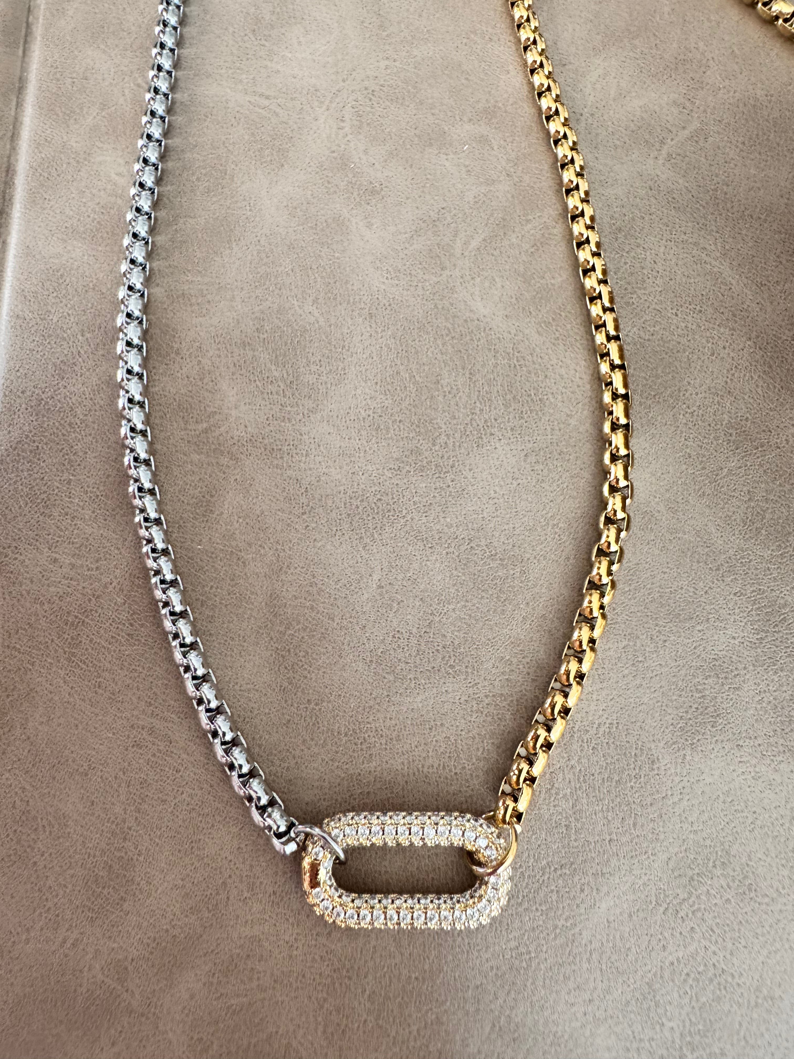 Collar de Dos Tonos Con Eslabon Pave