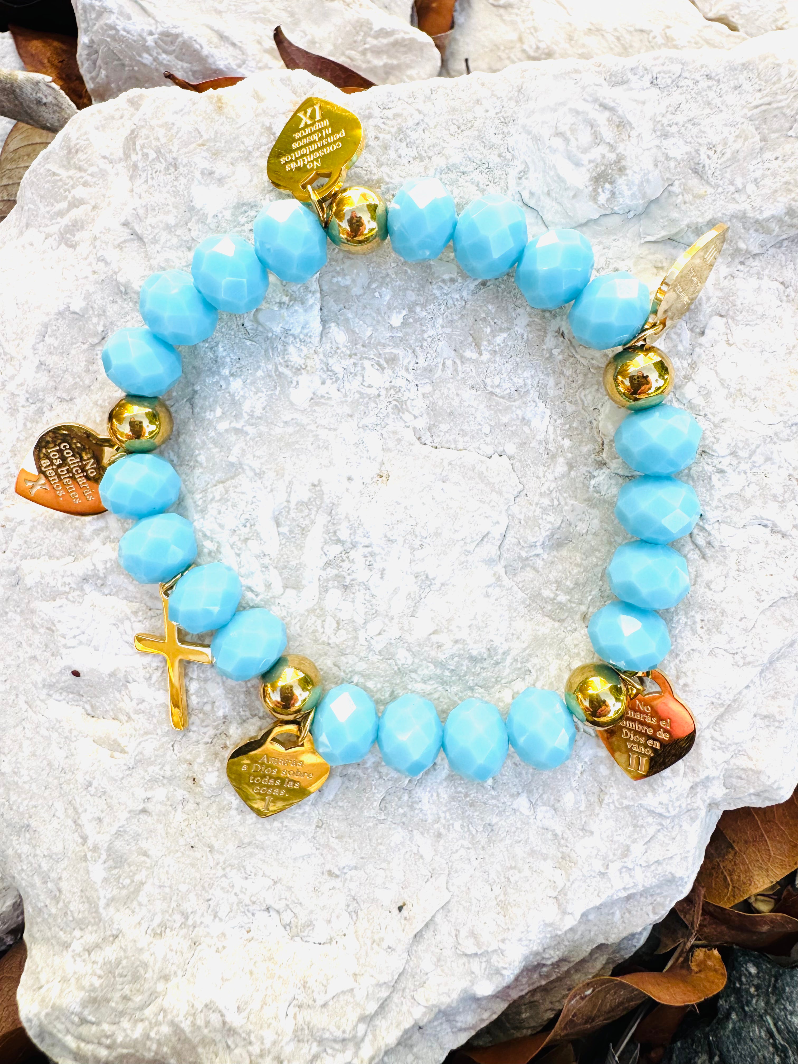 Brazalete De Piedras Con Los Mandamientos