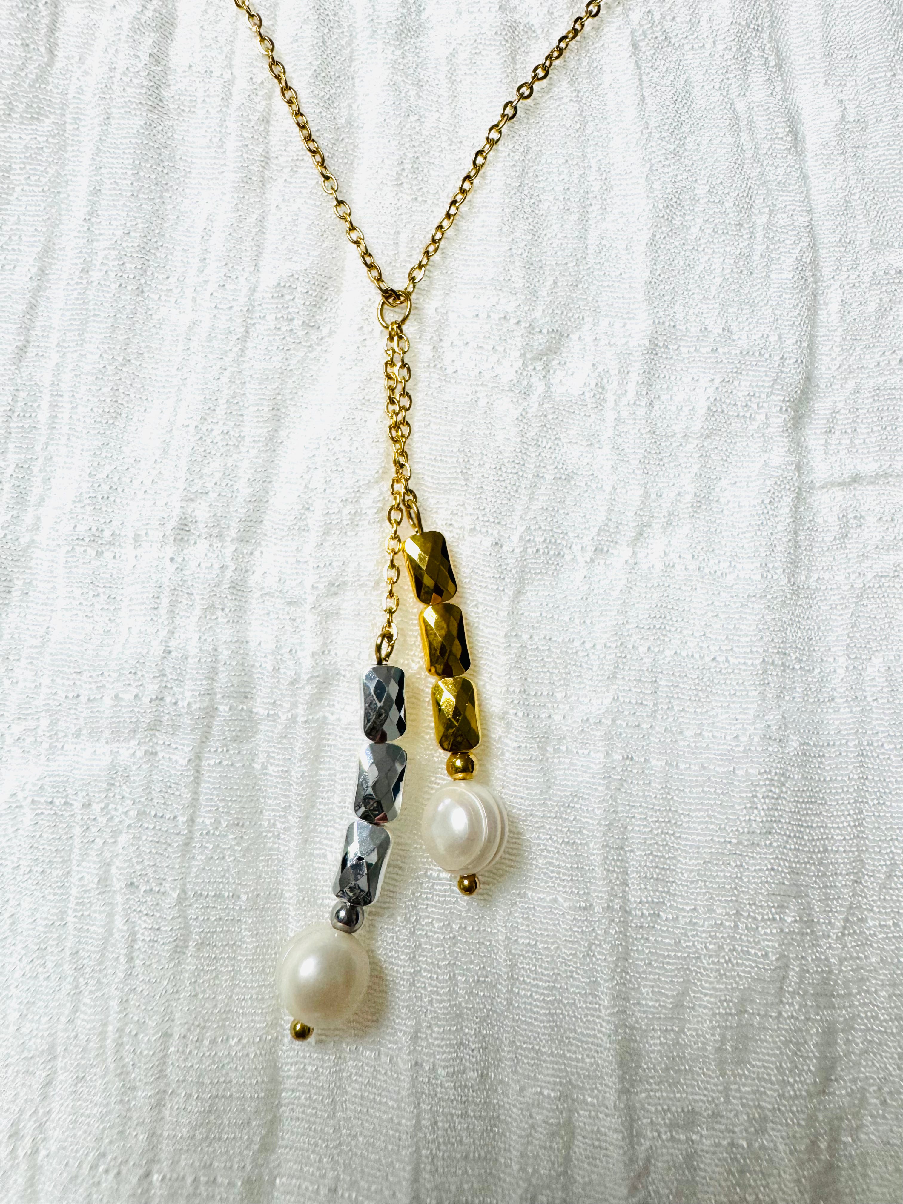 Collar Dos Tonos Con Perlas