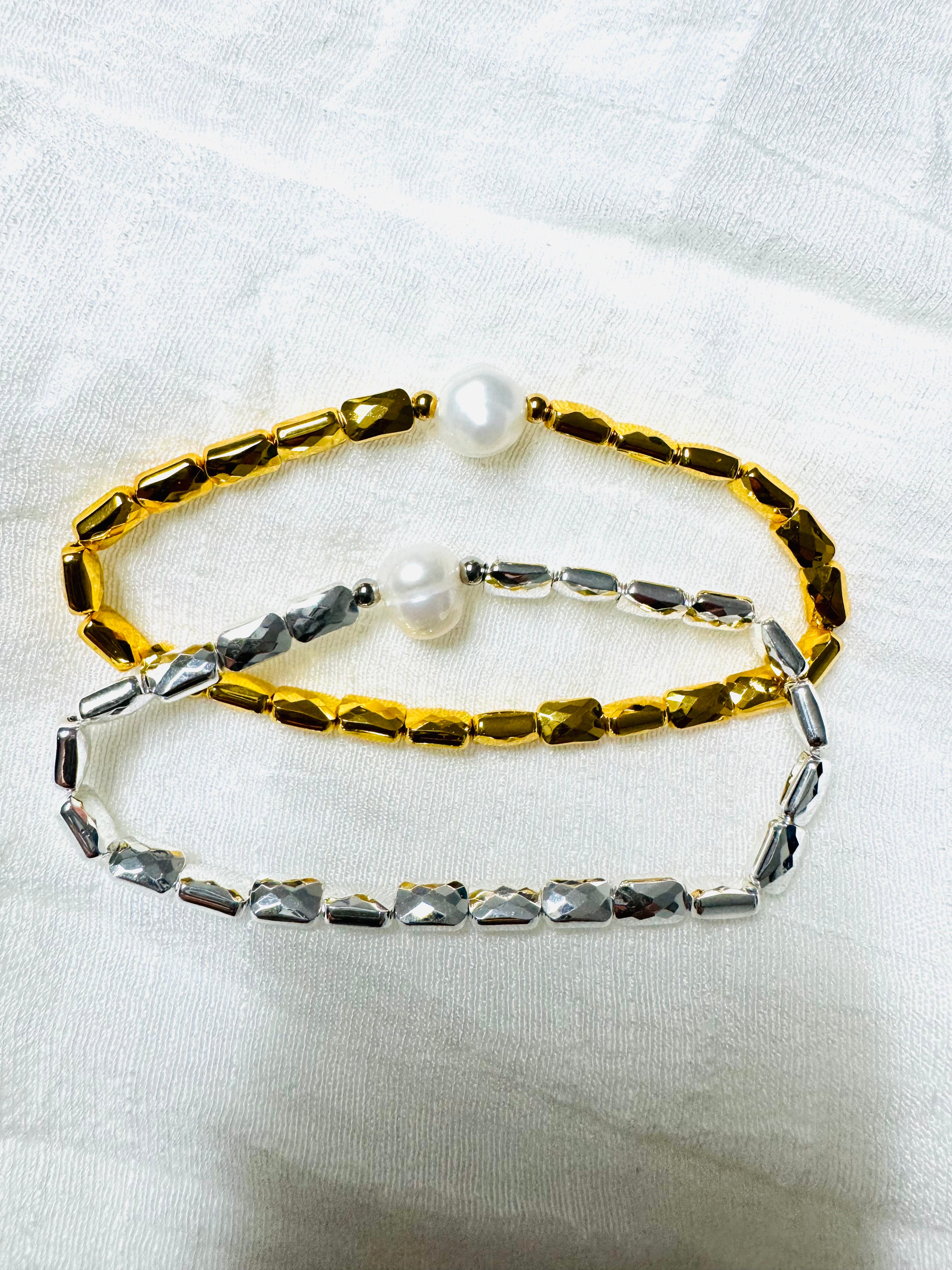 Conjunto De Brazalete Con Perlas