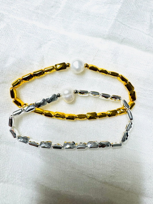 Conjunto De Brazalete Con Perlas