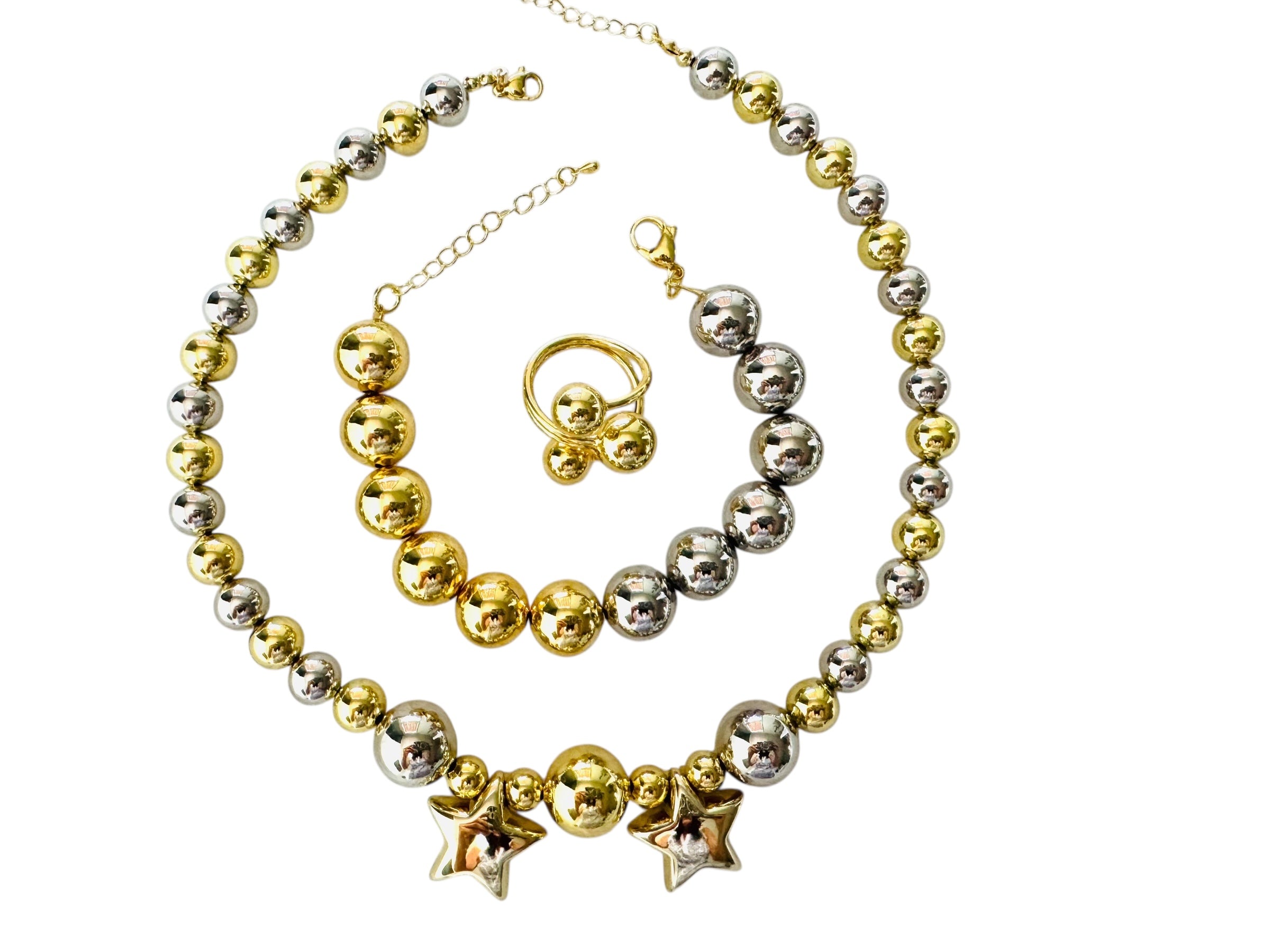 Set Collar, Brazalete y Anillo Ballchain