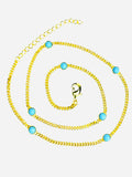 Collar Dorado con Piedras Turquesas