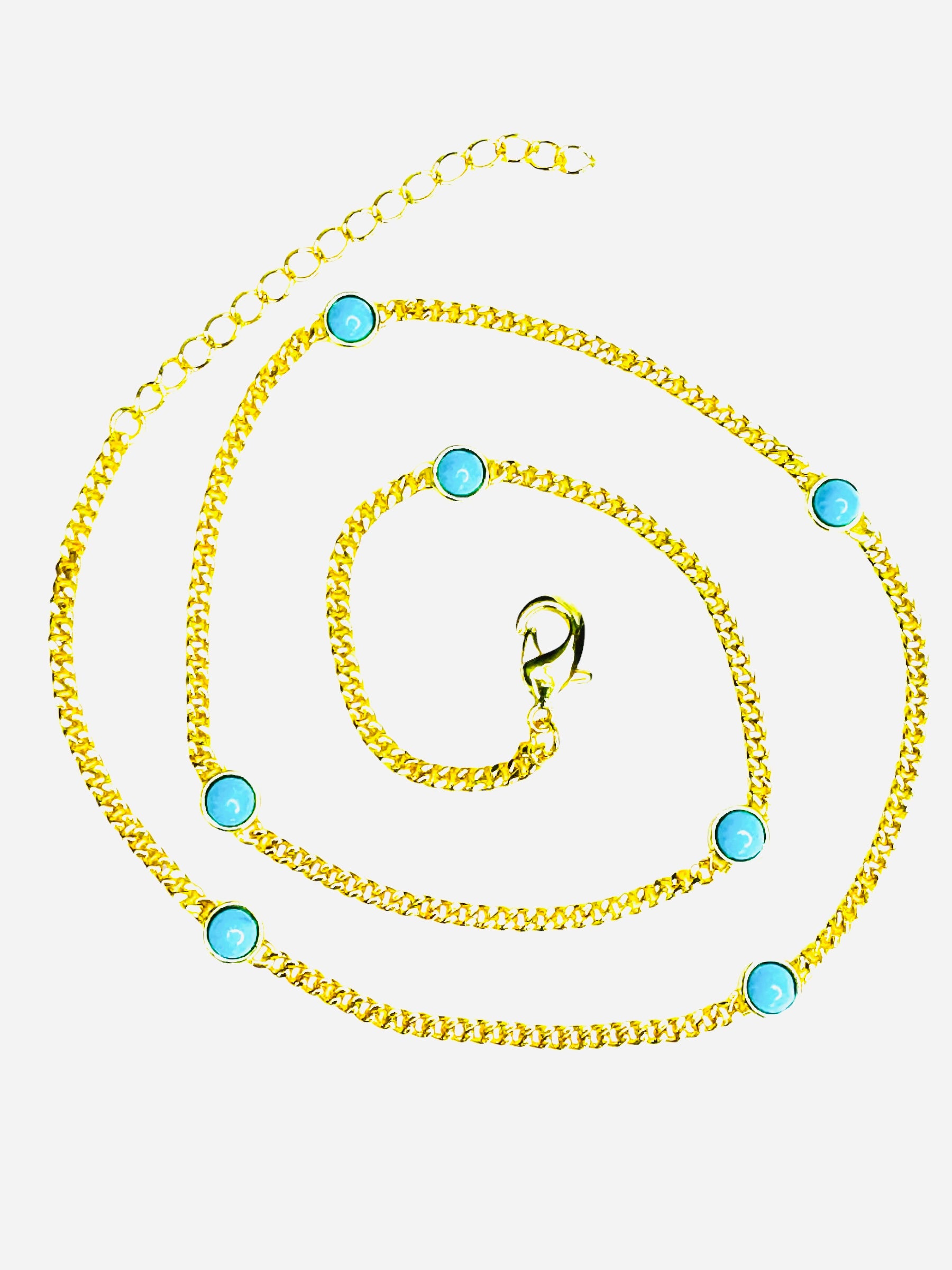 Collar Dorado con Piedras Turquesas